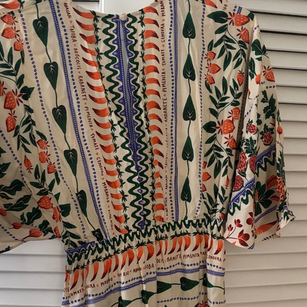 FARM Rio Cream Maxi Dress with Green, Orange & Blue Floral Print - Picture 5 of 5